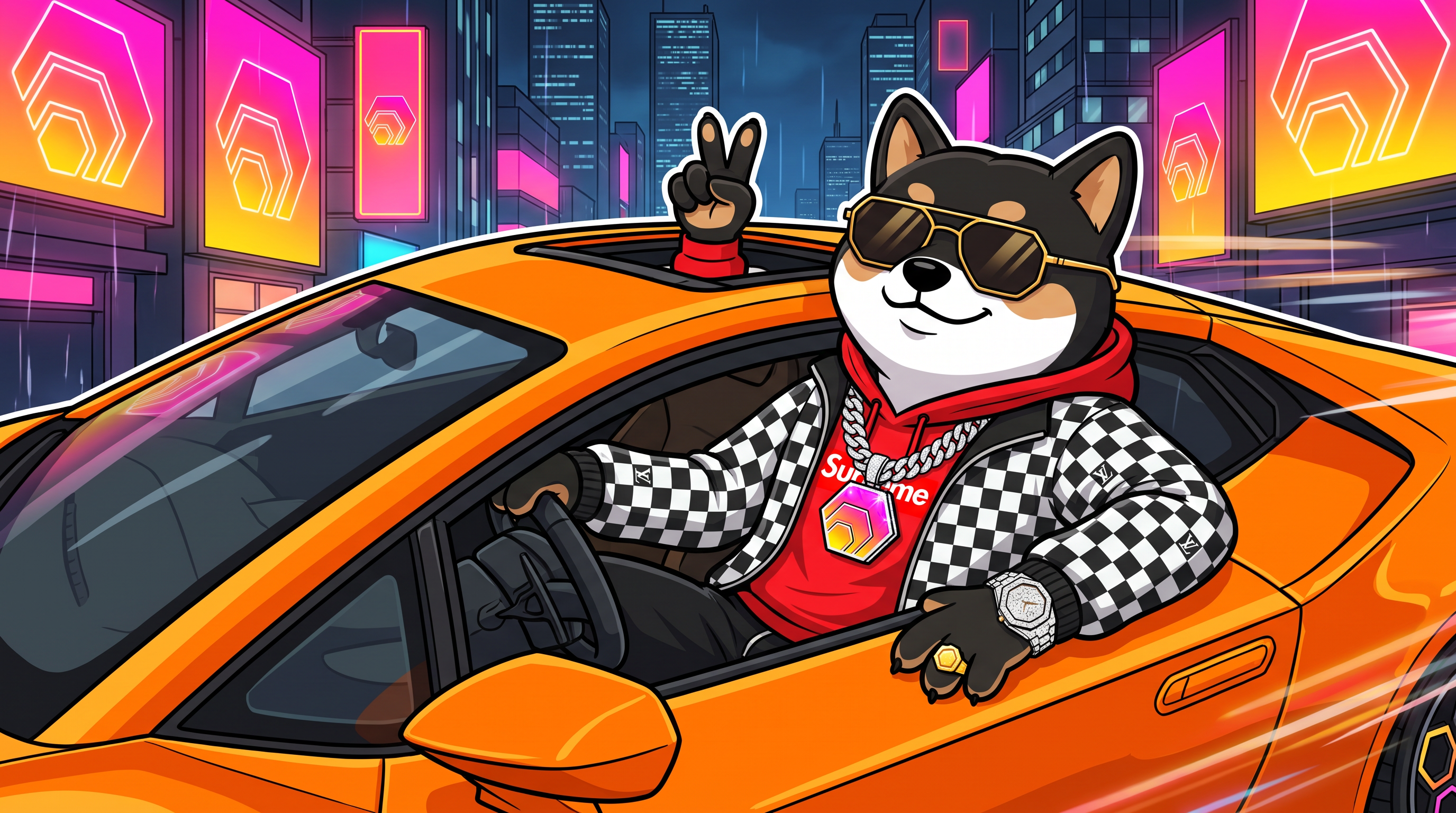 GAINZ HEX Dog Lambo neon