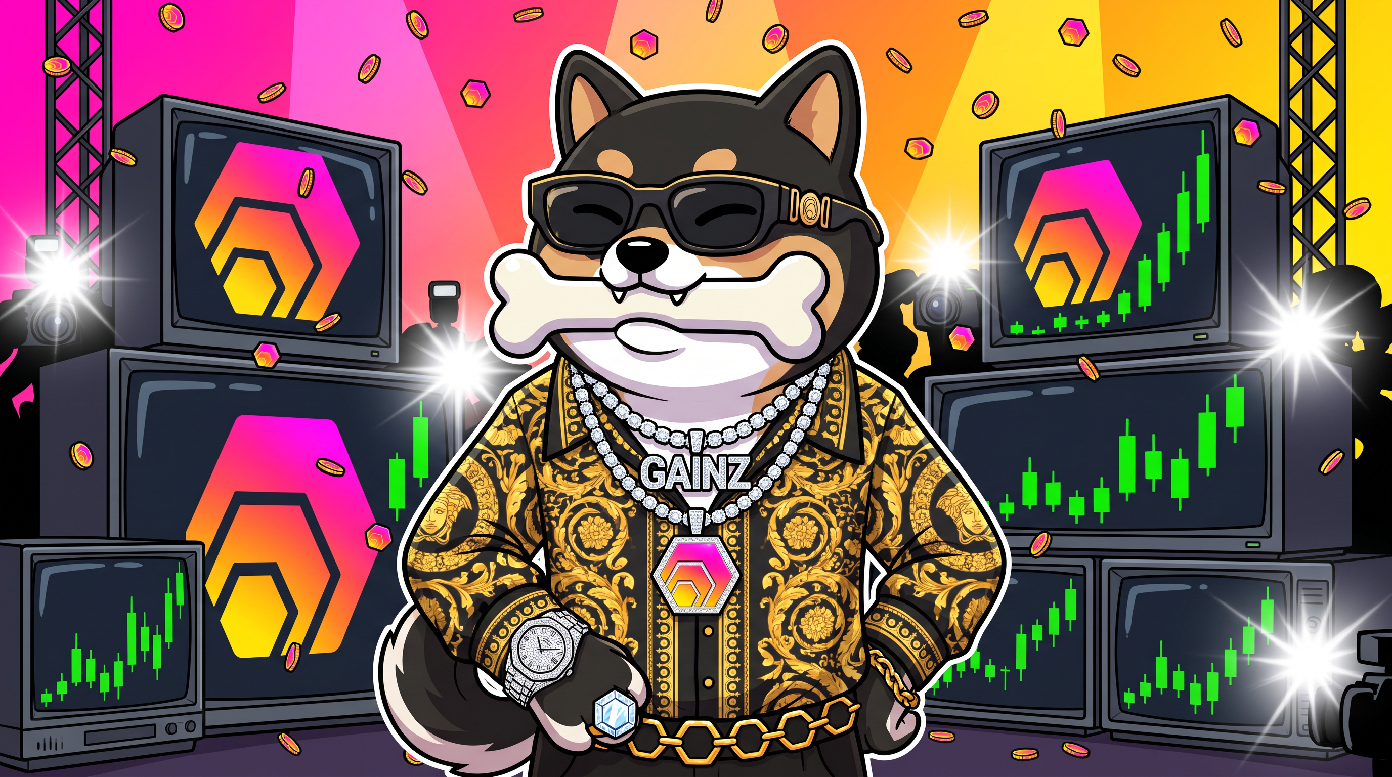 GAINZ HEX Dog Versace stage
