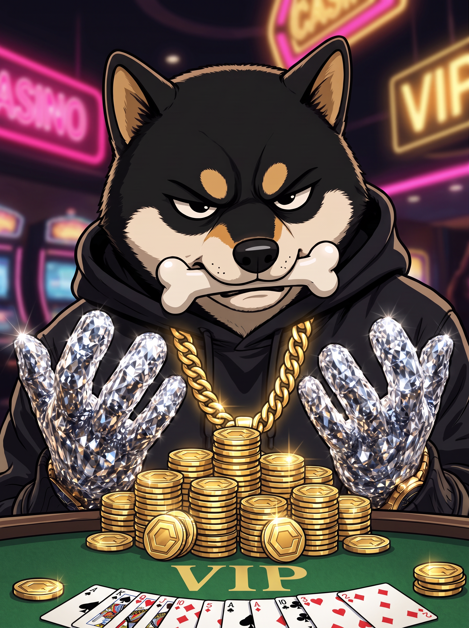 $GAINZ at a VIP casino table with HEX chips
