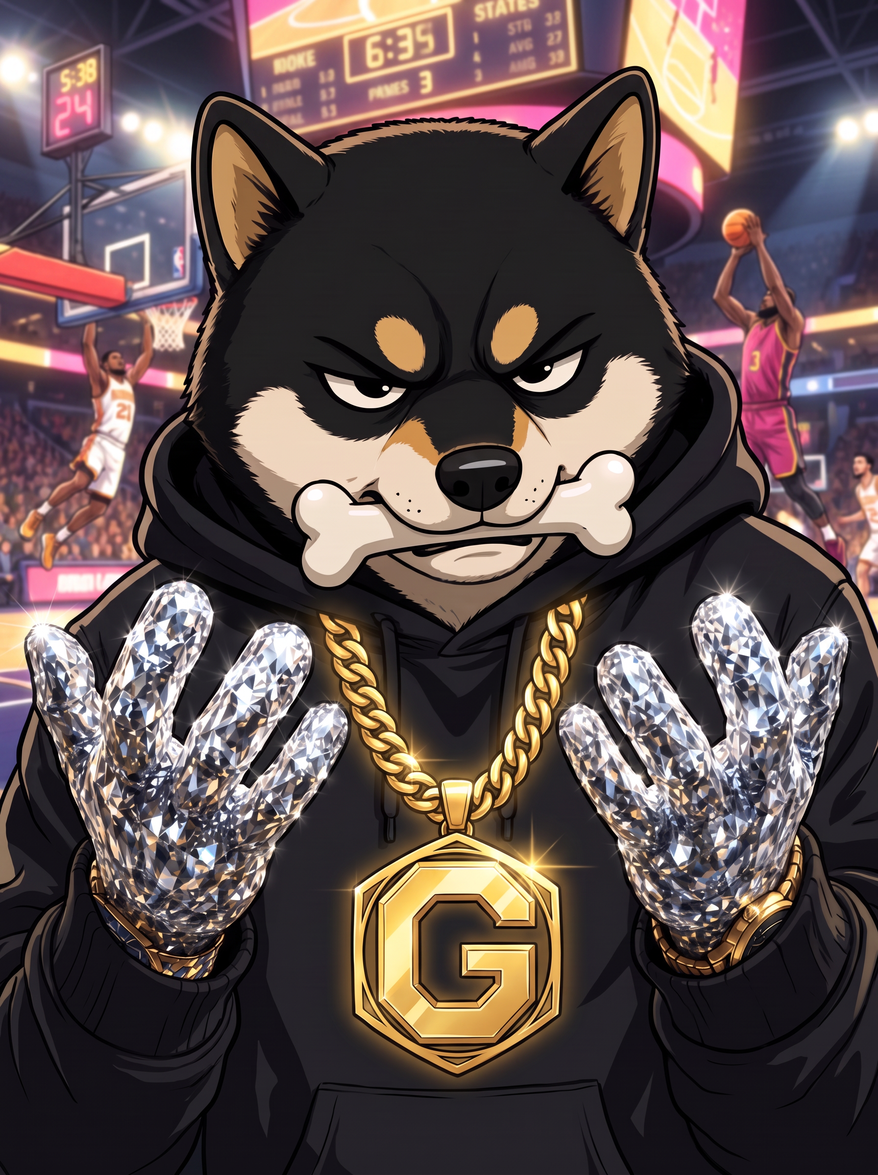 $GAINZ courtside at a basketball game
