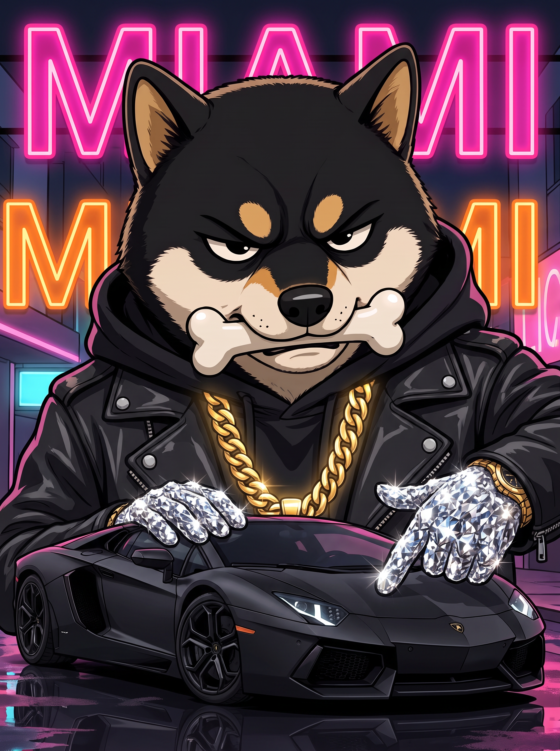 $GAINZ leaning on a matte black Lambo in Miami