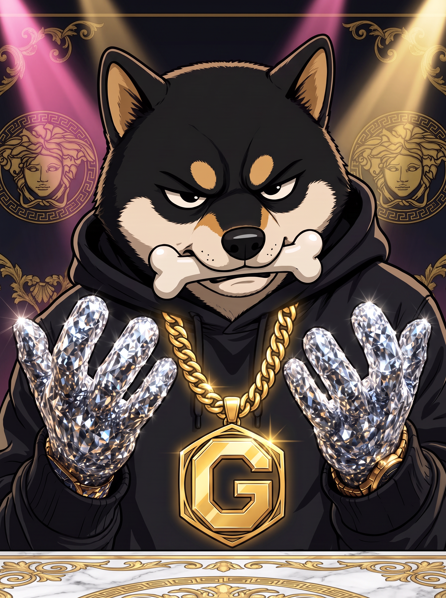 $GAINZ on a Versace-style baroque stage